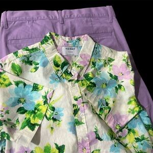 J.crew crewcut short & Old Navy Floral Top with Lavender Pants size 16